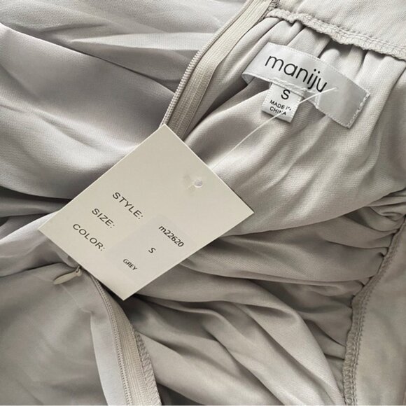 Maniju Lulus Savannah Nights Sleeveless Open Back Gown Maxi Dress Grey Gray New - Picture 12 of 16